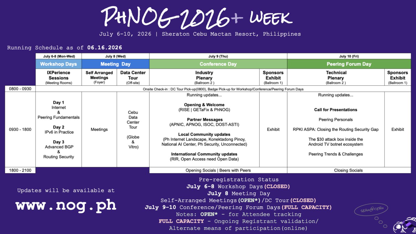 PhNOG 2026 Week Schedule